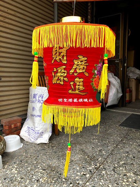 雙層綢布燈籠-側面圖