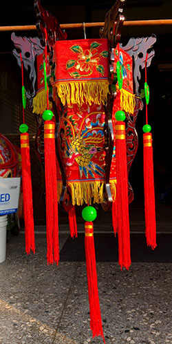 六角宮燈-木質款绣龍鳳