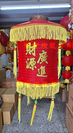 圓筒形綢布燈籠左圖